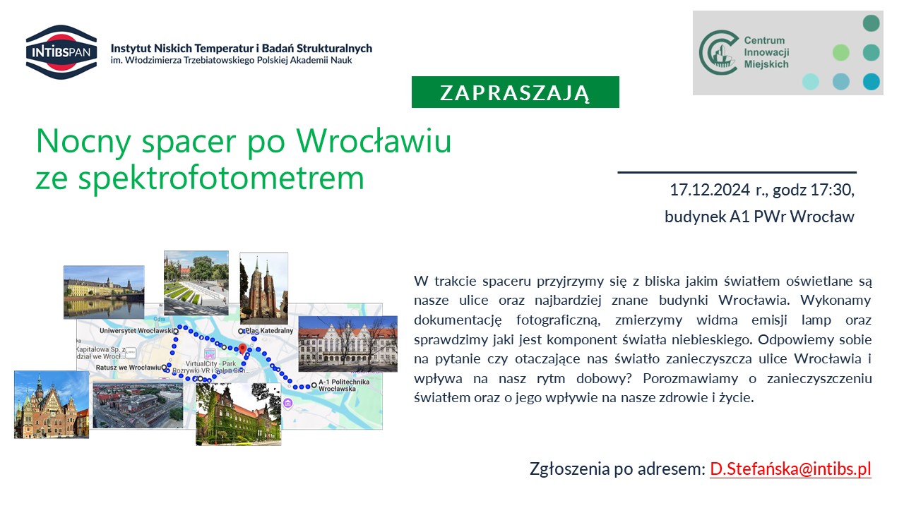 Nocny spacer po Wrocławiu ze spektrofotometrem