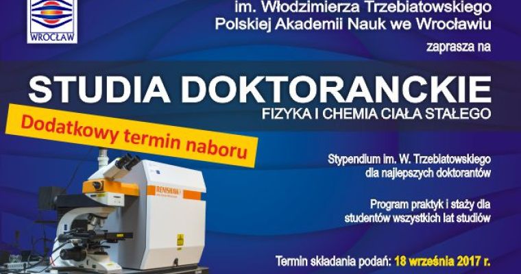 Dodatkowy termin rekrutacji na Studium Doktoranckie w roku 2017