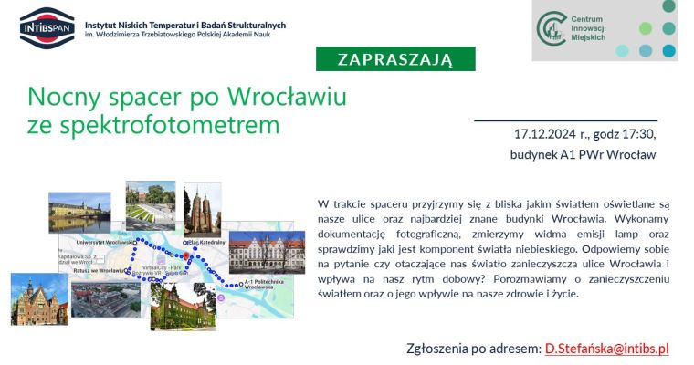 Nocny spacer po Wrocławiu ze spektrofotometrem