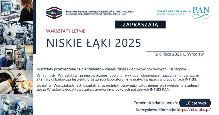 Letnie Warsztaty Naukowe Niskie Łąki 2025 - przedłużenie terminu zgłoszeń